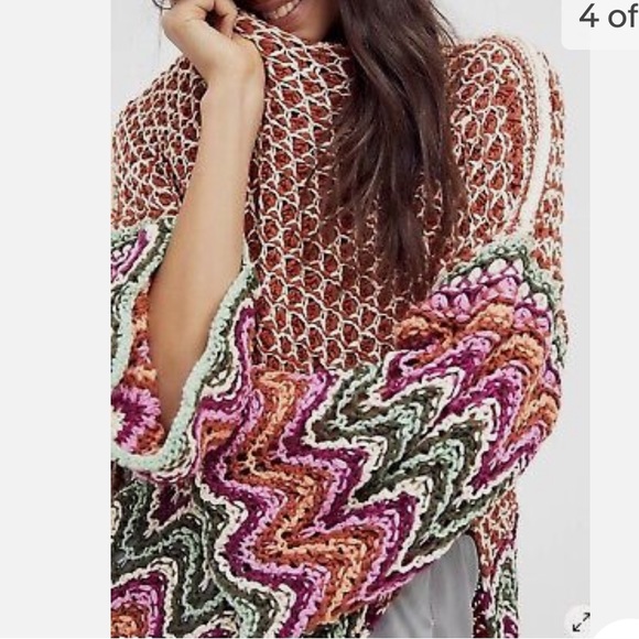 FREE PEOPLE OVERSIZED heatwave pullover cinnamon sage combo sweater - Picture 4 of 17